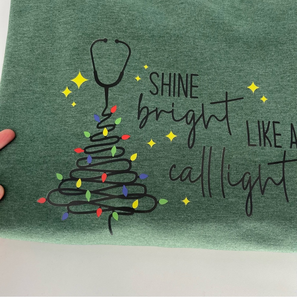 Smart Scrubs Green Sweatshirt with Festive Design - Picture 2 of 5